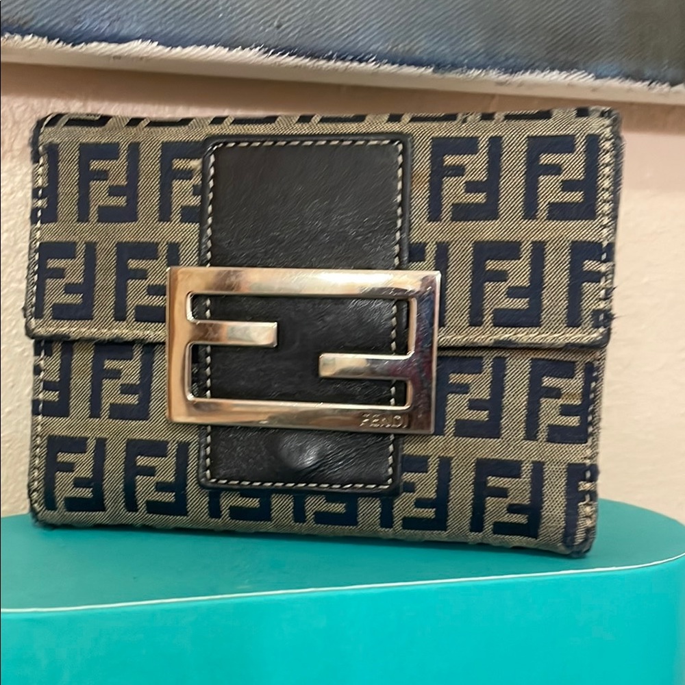 Fendi Beige and Black Monogram Wallet